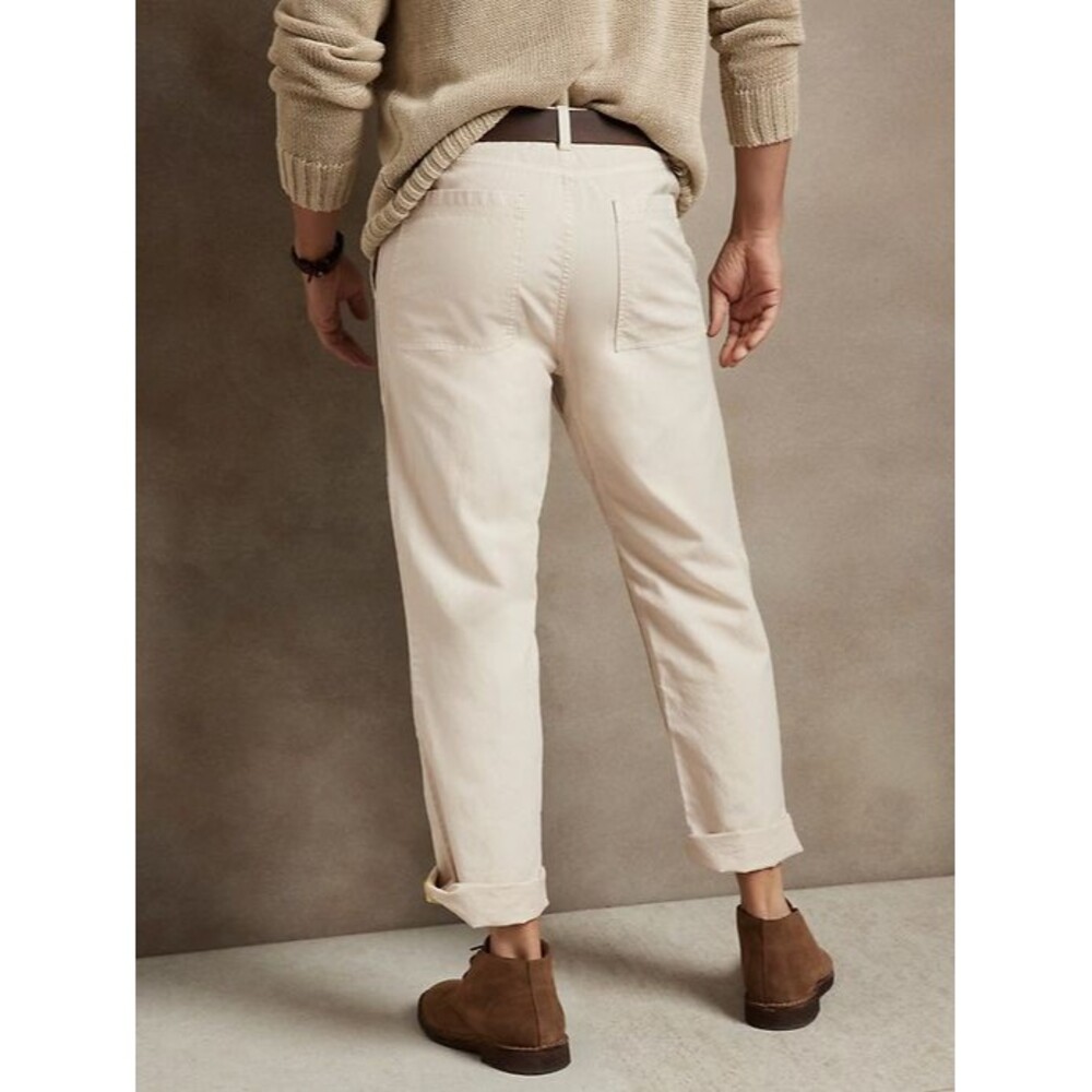 Banana Republic Dockside Pants Mens 35 Cream Linen Blend Beach Vacation NEW - Picture 2 of 11